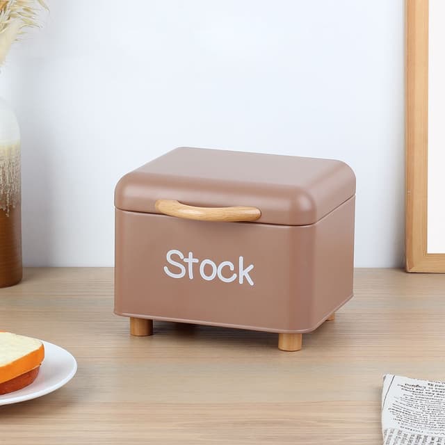 Conteneur de rangement Mocha avec poignée en bois de caoutchouc